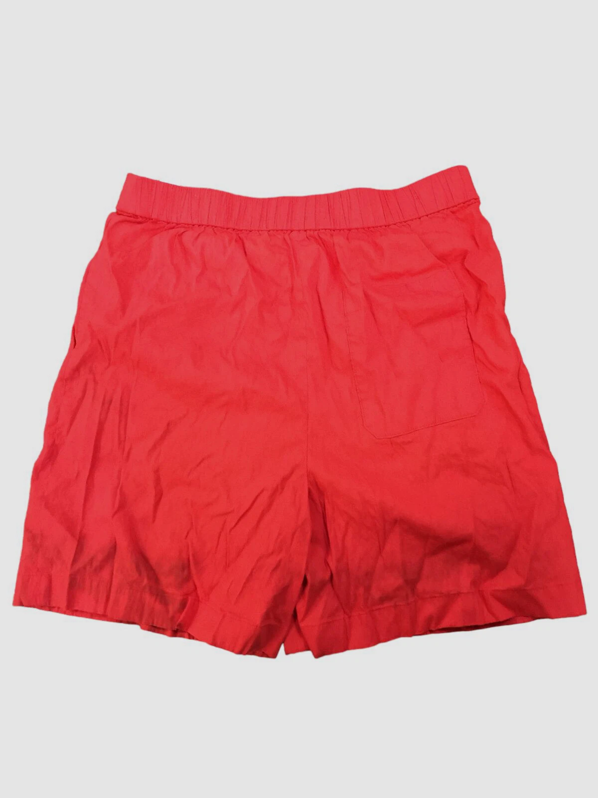$245 Theory Women's Red Linen Blend Wide-Leg Pleated Shorts Size L
