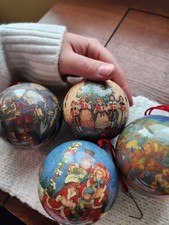4 Vintage JC Penny Papier Mache Victorian Caroler Ornaments Cottagecore Rustic