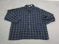 LL Bean Shirt Mens Extra Large Tall XLT Blue Flannel Mens Cotton Pajama Button