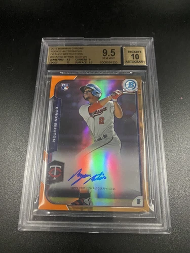 2015 Bowman Chrome Byron Buxton ORANGE ROOKIE AUTO #5/25 BGS 9.5 GEM MINT Twins