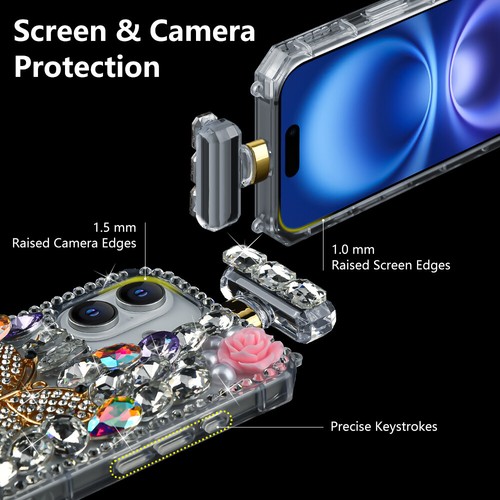 Für Apple iPhone 16 Plus - Parfüm Flakon Cover Case mit Edelstein Strass Armband - Bild 9 von 31