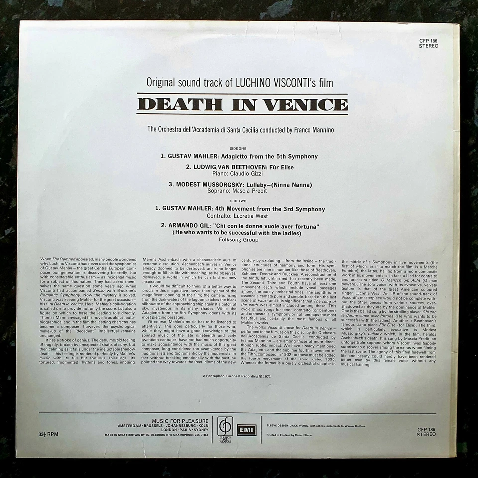 Luchino Visconti - Death In Venice - Original 1971 Ex Co Soundtrack LP - Image 2 of 4