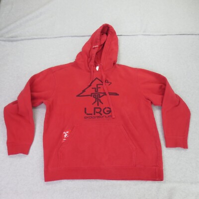 LRG Lifted Research Group Lifted Mens L Large Red Hoodie Script Pullover
