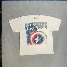 Dallas Cowboys NFL White Captain America Graphic Shirt Mens XL