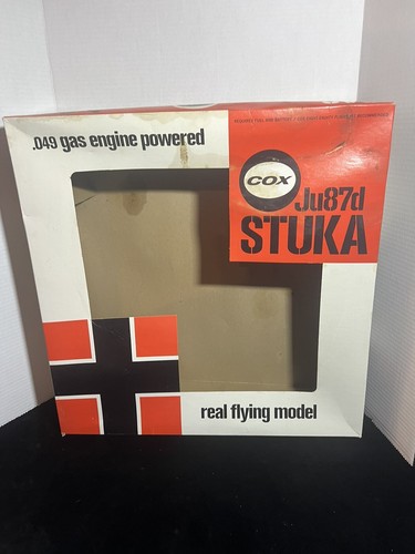Vintage Cox Stuka JU87D gasbetriebenes Steuerleitungsflugzeug🛫in Box mit Teilen - Bild 23 von 24