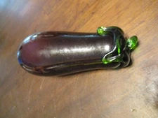 Vintage artist made Murano  Style art glass Eggplant  MCM Farm House Decoration