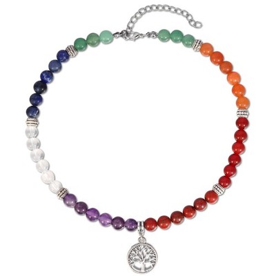 7 Chakra Healing Necklace with Tree of Life Pendant   Natural Stone Beaded Je...