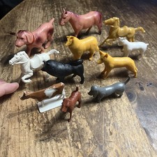 Vintage 1960s Plastic Celluloid Animal Lot Horses Dogs