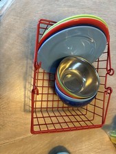 BATTAT 10 Piece Kid Pretend Play Set Dishes Plate Bowls Blue Green Red