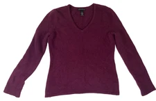 Sarah Spencer Woman’s Angora Lambswool Blend V-Neck Knit Purple Sweater XL