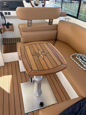 Barrel Shaped Teak Table Top 450x600mm,17.7x23.6 Inch Star Inlay Marine Boat