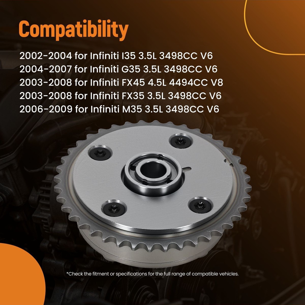 2x Variable Valve Timing VVT Sprocket Gear for Nissan 350Z 3.5L V6
