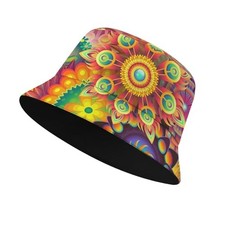 Cool Bucket Hat Beach Sun Hat Beach Fishing One Size Geometric Graffiti Print