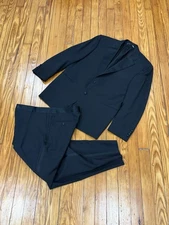 CANALI Wool Tuxedo Men's 40 R EU 50 Black 2 Button Satin Mohair ITALY