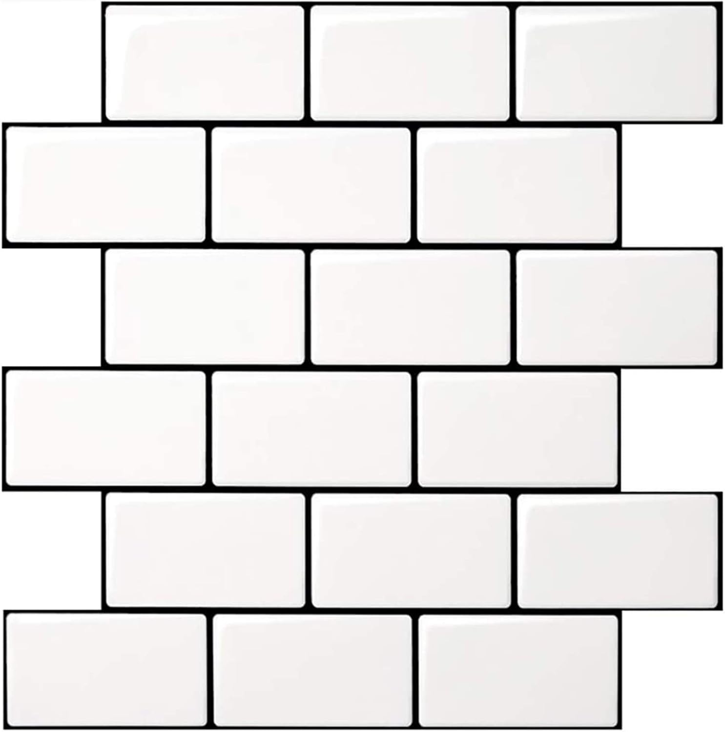 Peel and Stick Backsplash for Kitchen White Subway (10 Tiles, Thicker Design)