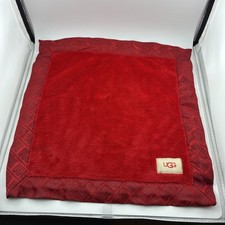 So Soft  UGG Red Security Blanket Satin Trim Lovey Mini 14  X 14  Christmas