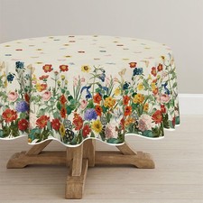 Horaldaily Spring Tablecloth 70 70 Inch Round, Floral 70" Round , Beige