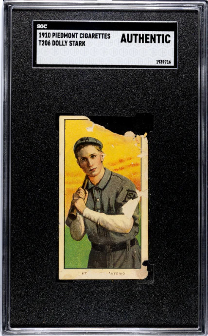 1909 T206 DOLLY STARK POOR PIEDMONT 350 SL SGC A BASEBALL SAN ANTONIO BRONCHOS