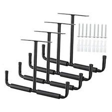  Overhead Garage Storage Hooks, Heavy Duty Double Ceiling Rack, 16.5’’ 4 Black