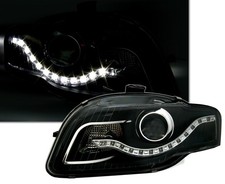 Für Audi A4 B7 8E 2004-2007 EAGLE EYES Scheinwerfer Schwarz LED Tagfahrlicht