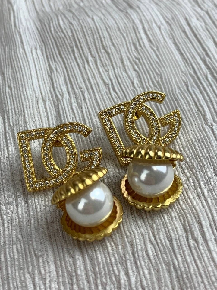 Dolce Gabbana Gold DG Dangle Drop Earrings - Image 3 of 4