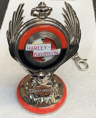 FRANKLIN MINT HARLEY DAVIDSON SPORTSTER POCKET WATCH W/ EAGLE STAND