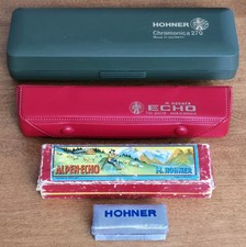 LOT OF 4 VINTAGE HOHNER HARMONICAS, CHROMONICA, ECHO, ALPEN ECHO & MINI