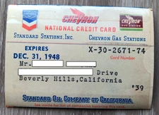 VTG 1948 Chevron Standard Paper National Credit Card Gas Oil