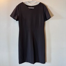 Talbots Charcoal Gray Short Sleeve Sheath Dress Size 6 V-Neck Professional