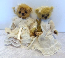2 Cathy Lynn Forcino Artist Mohair Bears & Bunny 12" 13" OOAK signed originals