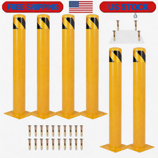 6-Pack 48 Steel Safety Bollards, 4.5 Inch Diameter Parking Bollard Post Inch