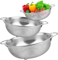 Sieb 3Er-Set, Nudelsieb Edelstahl Mit Griffen, KüChensieb Micro-Perforierte