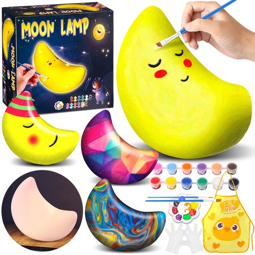 Paint Your Own Moon Lamp Kit, DIY Moon Night Light Art Toys Arts and Crafts f...