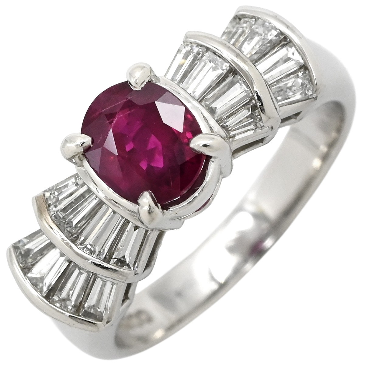 Ring ring Ruby da Earring Pt900 Ruby diamond Plat… - image 1