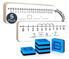 SCRIBBLEDO 5 Pack Dry Erase Number Line White Boards 4x12Inch Lapboard Durabl...