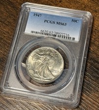 1947 MS63 PCGS Walking Liberty Half Dollar Flashy White