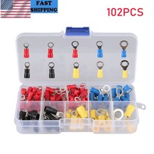 102PCS Insulated Electrical Wire Splice Terminal Crimp Ring Connector Kit USA