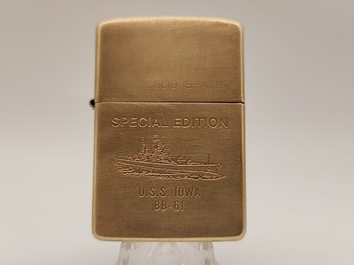 Zippo Brass Special Edition USS Iowa BB-61 Lighter Pre Owned Plank