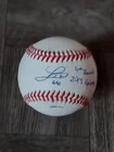 LOGAN WEBB AUTOGRAPHED BASEBALL ON A1010 S BLEMISH BALL. INSCRIBED.