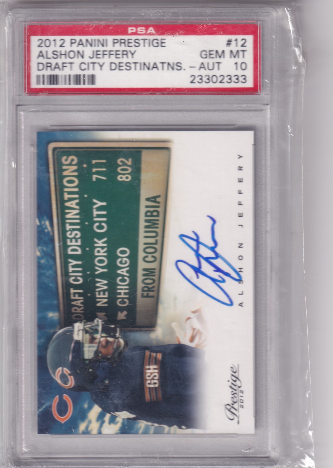 Alshon Jeffery Panini Prestige Draft City Destinations #12 Autograph