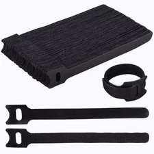 NEW Black Hook & Loop Ties-Straps Reusable  Cord Fastening 200 Pcs