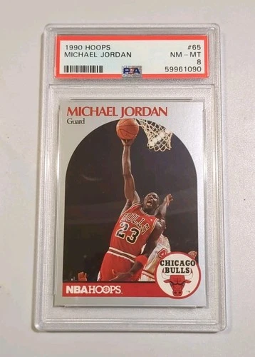 1990 NBA Hoops Michael Jordan #65 Chicago Bulls NBA Card PSA 8 NM-MT