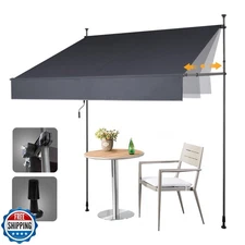 HOMEDEMO Manual Retractable Awning 138" W x 118" H,Side Bar 47-59