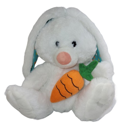 American Greetings Plush Easter Bunny Rabbit Lop Ear Carrot White Polka Dot 8" - Picture 2 of 12