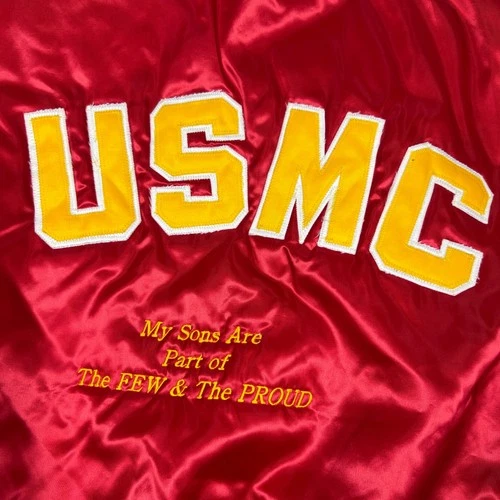 Vintage Soffe US Marines Satin Bomber Jacket Mens XXL Red USMC Embroidered  USA image 12
