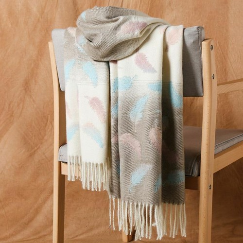 Ladies Scarf Long Soft Feather Pattern Scarves Ombre Designer Soft Feel UK - Picture 12 of 13