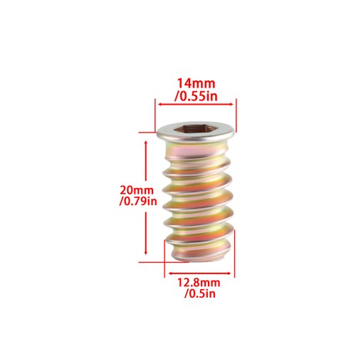 50/80 PIEZAS 1/4" 5/16" 3/8" Inserciones Roscadas Tuercas para Tornillo para Muebles Tuercas de Madera - Imagen 12 de 16