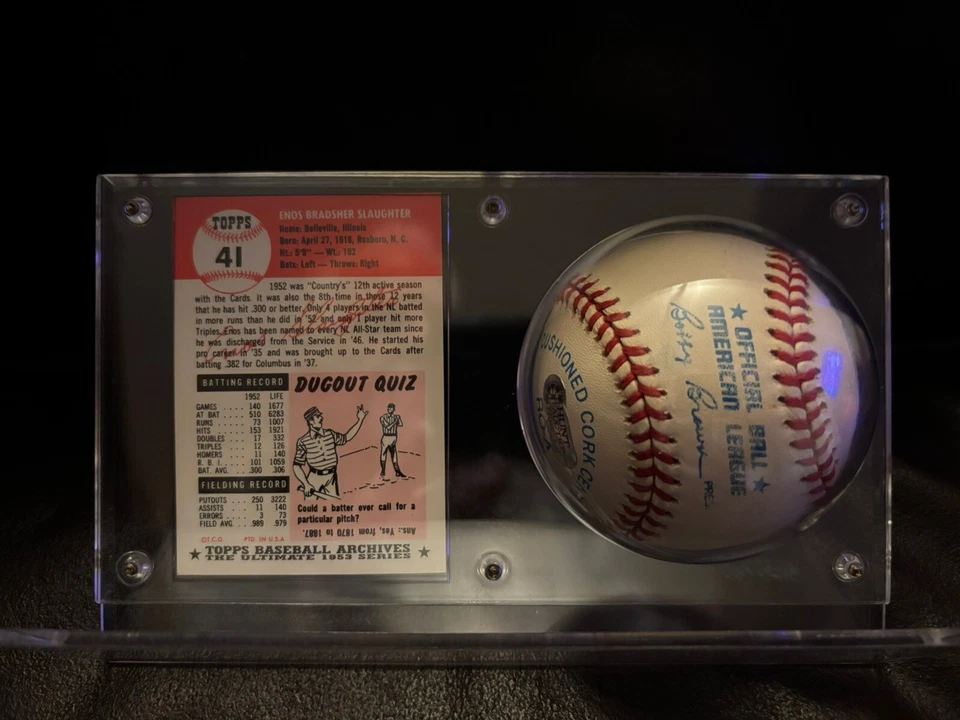 Real Autograph Baseball Enos Slaughter St. Louis Cardinals HOF / Archives Card - Image 4 of 4