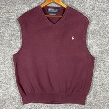 VINTAGE Polo Ralph Lauren Pima Cotton Pullover Sweater Golf Vest Size XL Red