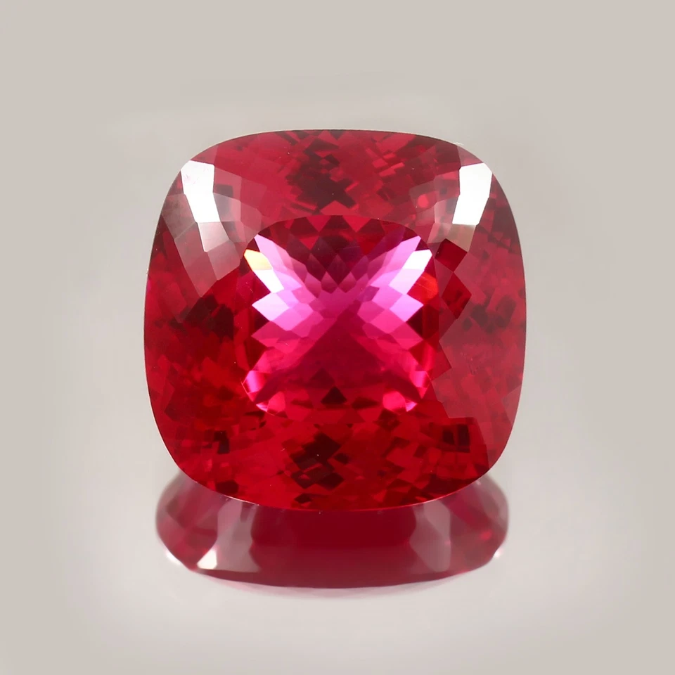 Museum Grade Natural Flawless Burma Ruby Loose Cushion Gemstone Cut 25x25 MM - Image 2 of 4